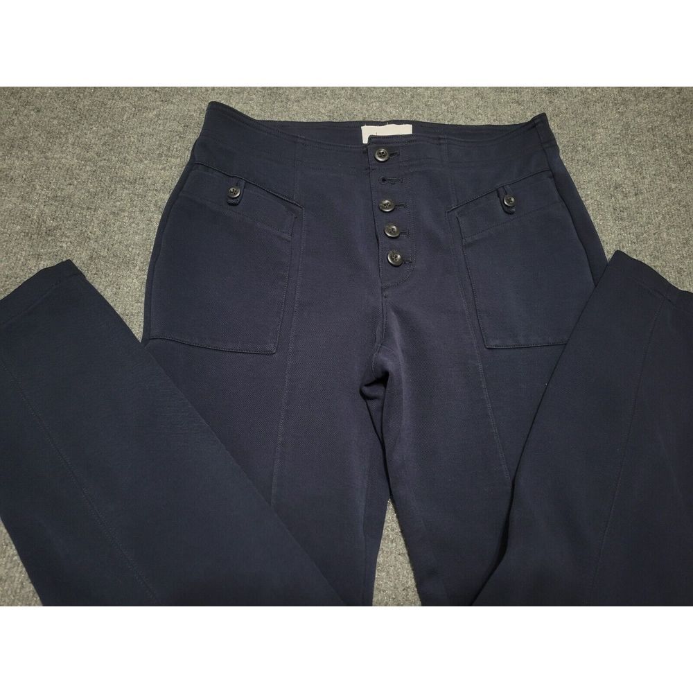 Anthropologie Women's 8 Bryson Tapered Button Fly Stretchy Skinny Navy Blue